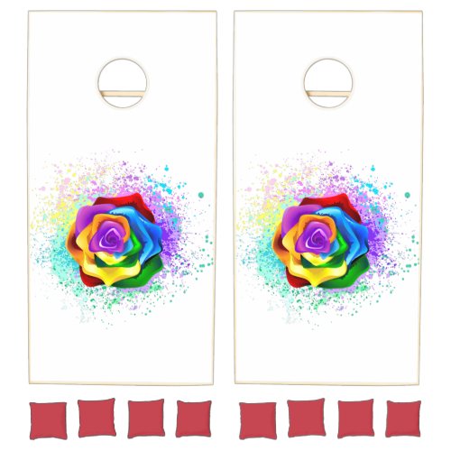 Colorful Rainbow Rose Cornhole Set