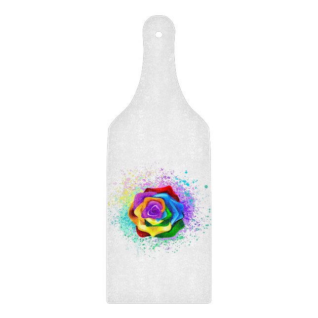 Colorful Rainbow Rose Cutting Board (Front)