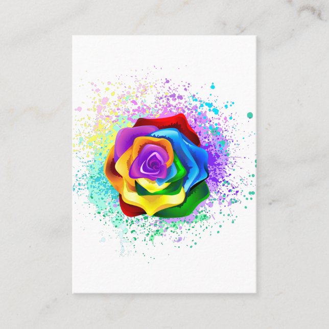 Colorful Rainbow Rose Discount Card (Front)