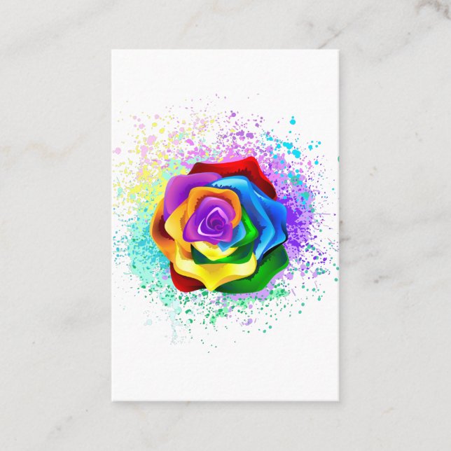 Colorful Rainbow Rose Discount Card (Front)
