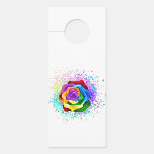Colorful Rainbow Rose Door Hanger (Front)
