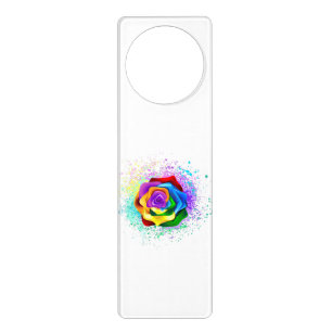 Colorful Rainbow Rose Door Hanger
