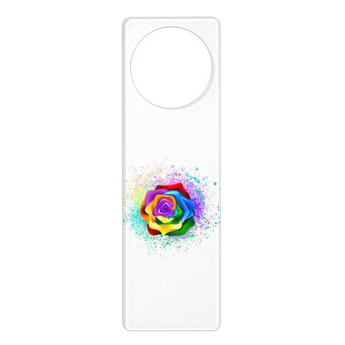 Colorful Rainbow Rose Door Hanger
