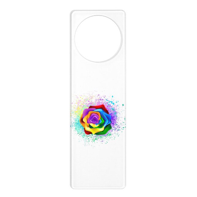 Colorful Rainbow Rose Door Hanger (Front)