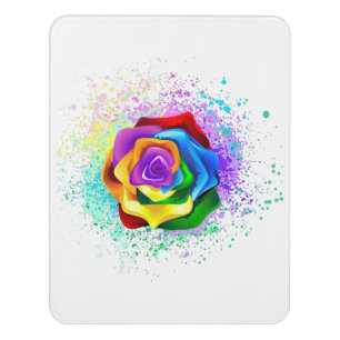 Colorful Rainbow Rose Door Sign