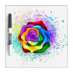 Colorful Rainbow Rose Dry Erase Board