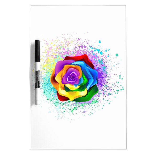 Colorful Rainbow Rose Dry Erase Board (Front)