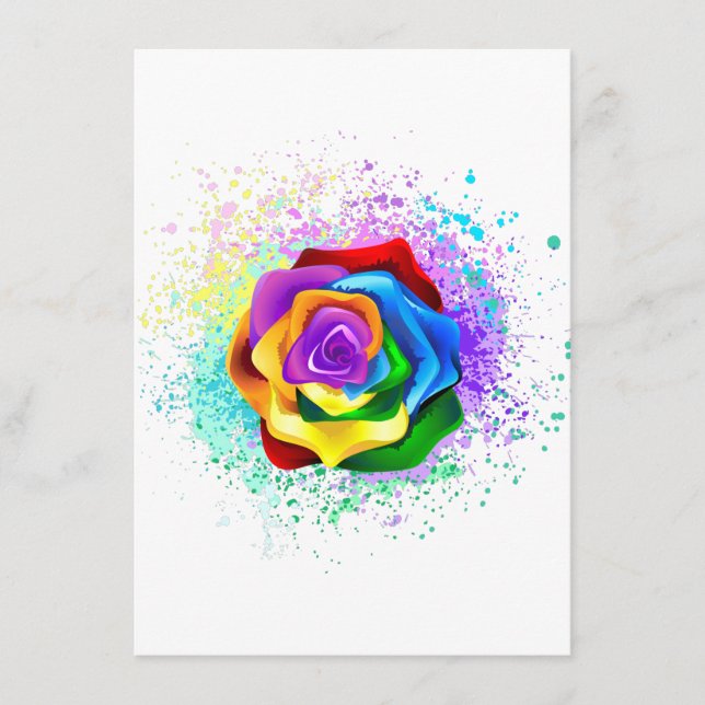 Colorful Rainbow Rose Enclosure Card (Front)