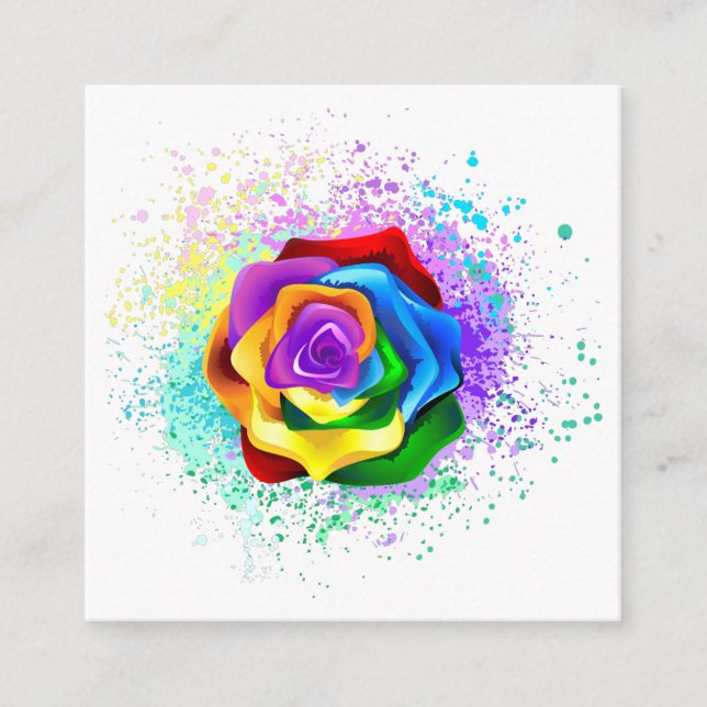 Colorful Rainbow Rose Enclosure Card (Front)