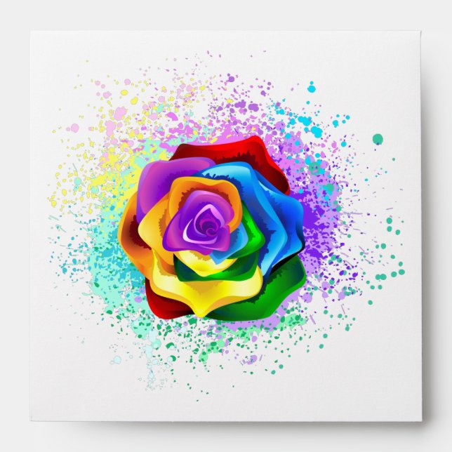 Colorful Rainbow Rose Envelope (Front)