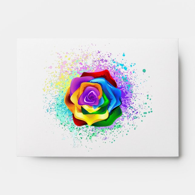 Colorful Rainbow Rose Envelope (Front)