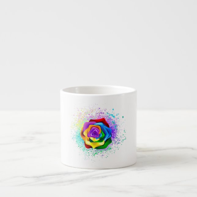 Colorful Rainbow Rose Espresso Cup (Front)