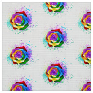 Colorful Rainbow Rose Fabric