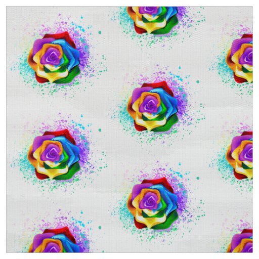 Colorful Rainbow Rose Fabric
