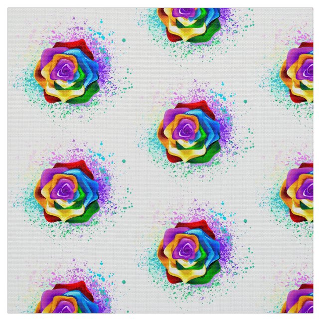 Colorful Rainbow Rose Fabric (Swatch)