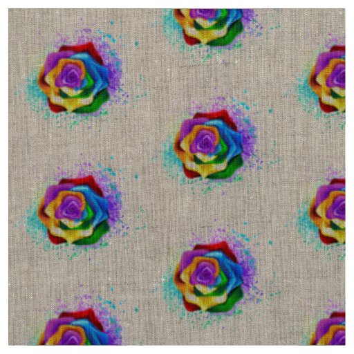 Colorful Rainbow Rose Fabric