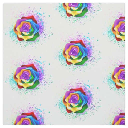 Colorful Rainbow Rose Fabric