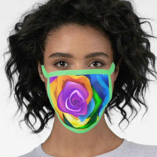 Colorful Rainbow Rose Face Mask