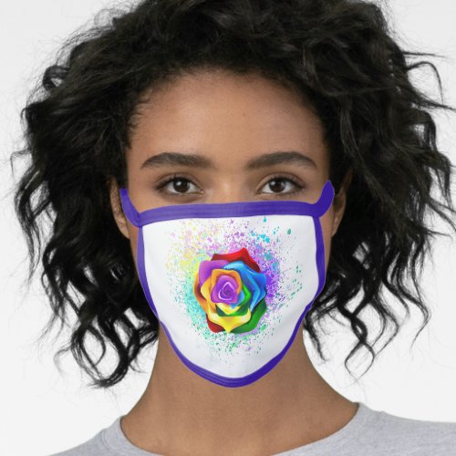 Colorful Rainbow Rose Face Mask