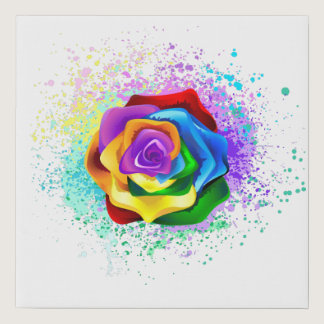 Colorful Rainbow Rose Faux Canvas Print