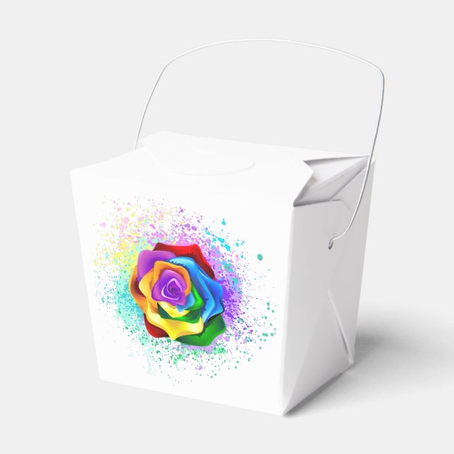 Colorful Rainbow Rose Favor Boxes (Front Side)