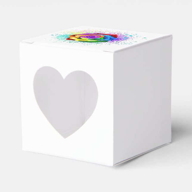 Colorful Rainbow Rose Favor Boxes (Front Side)