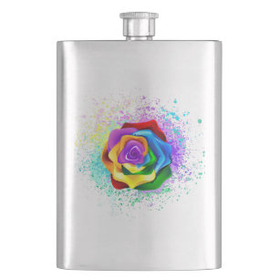 Colorful Rainbow Rose Flask