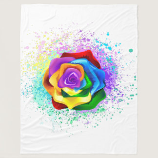 Colorful Rainbow Rose Fleece Blanket