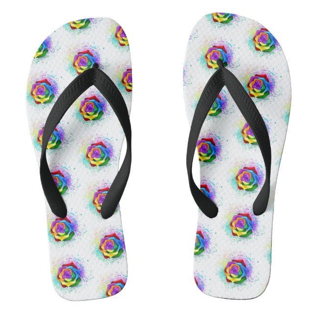 Colorful Rainbow Rose Flip Flops (Footbed)