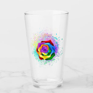 Colorful Rainbow Rose Glass