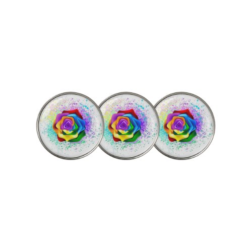 Colorful Rainbow Rose Golf Ball Marker