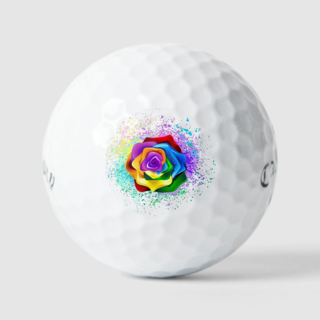 Colorful Rainbow Rose Golf Balls (Front)