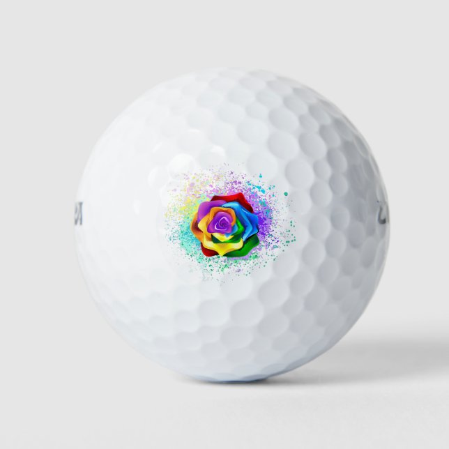 Colorful Rainbow Rose Golf Balls (Front)