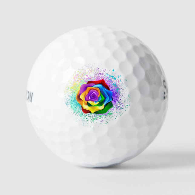 Colorful Rainbow Rose Golf Balls (Front)