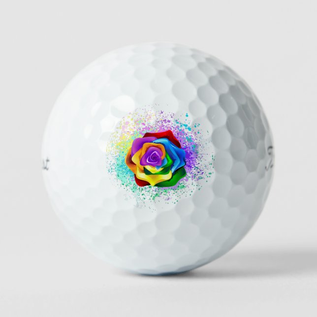 Colorful Rainbow Rose Golf Balls (Front)
