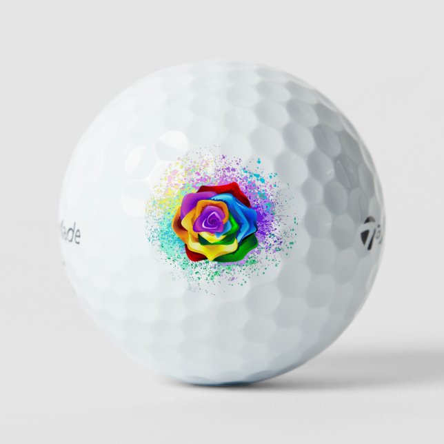 Colorful Rainbow Rose Golf Balls (Front)