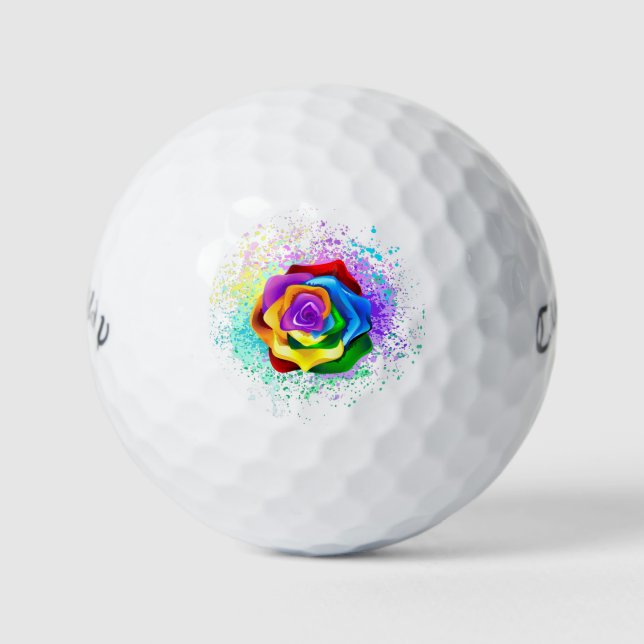 Colorful Rainbow Rose Golf Balls (Front)
