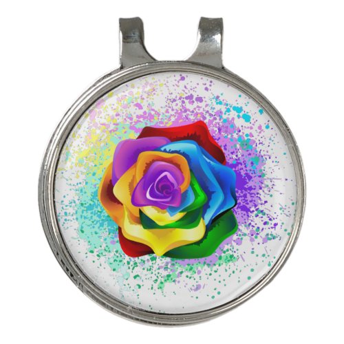 Colorful Rainbow Rose Golf Hat Clip