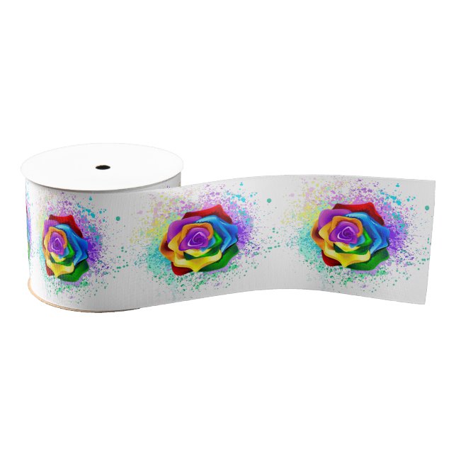 Colorful Rainbow Rose Grosgrain Ribbon (Spool)