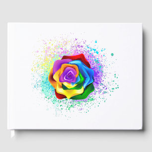 Colorful Rainbow Rose Guest Book