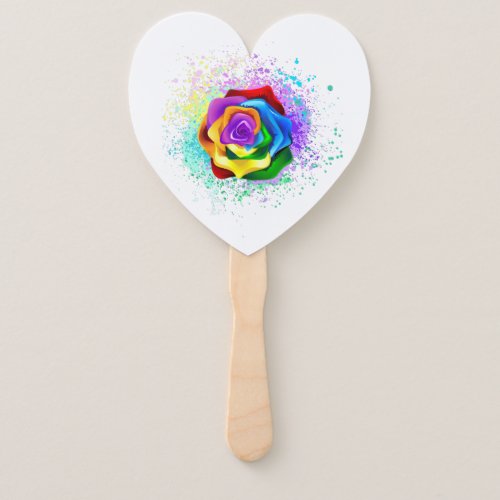 Colorful Rainbow Rose Hand Fan