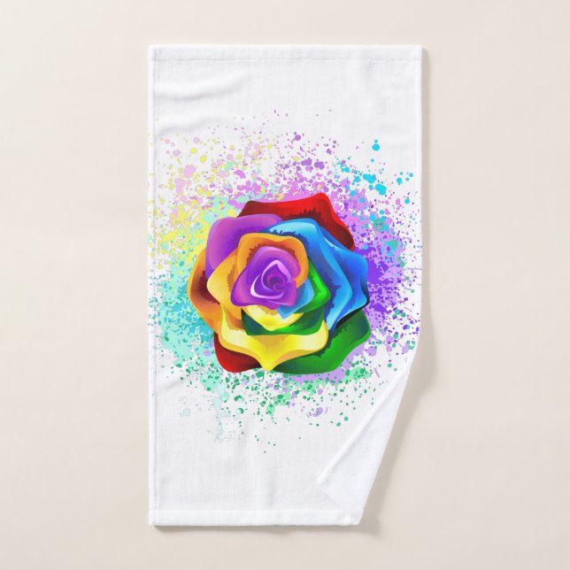 Colorful Rainbow Rose Hand Towel (Hand Towel)