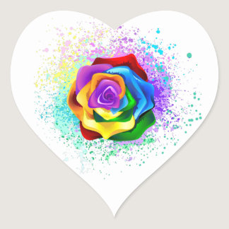 Colorful Rainbow Rose Heart Sticker