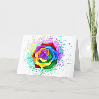 Colorful Rainbow Rose Holiday Card