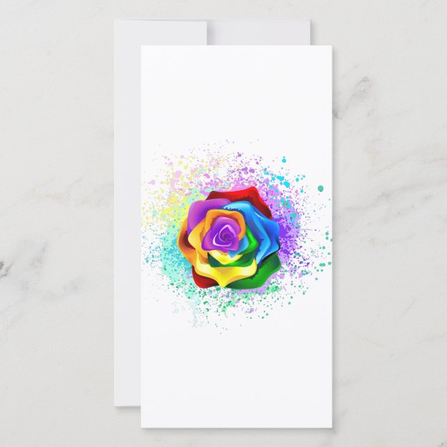 Colorful Rainbow Rose Holiday Card (Front)