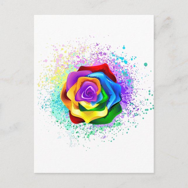 Colorful Rainbow Rose Holiday Postcard (Front)