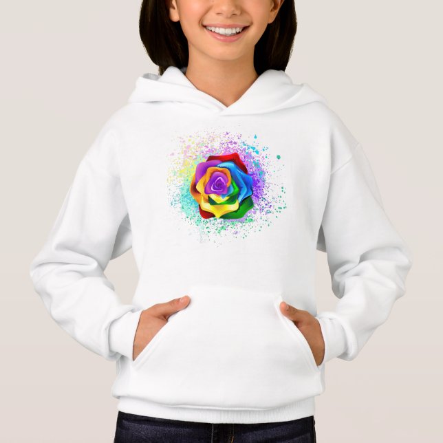 Colorful Rainbow Rose Hoodie (Front)