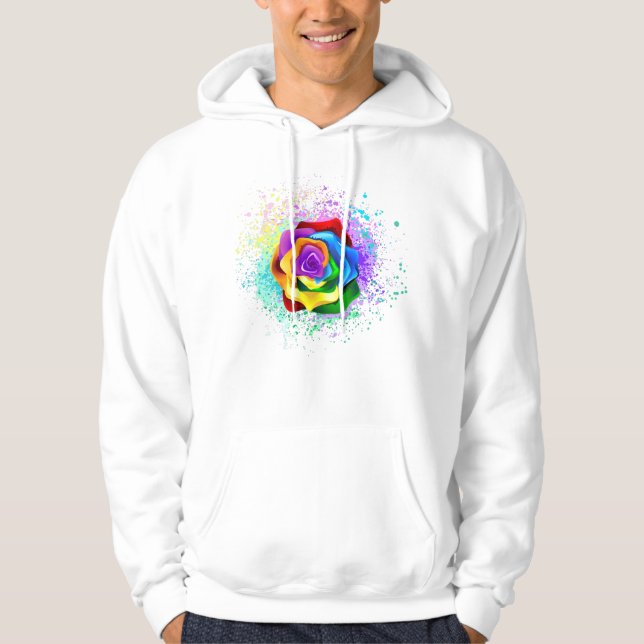 Colorful Rainbow Rose Hoodie (Front)
