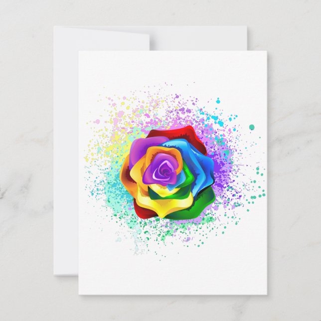 Colorful Rainbow Rose Invitation (Front)