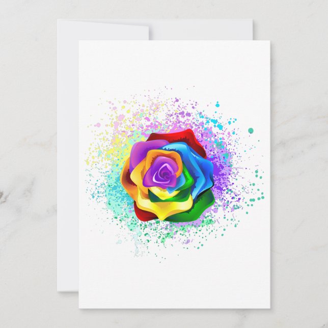 Colorful Rainbow Rose Invitation (Front)